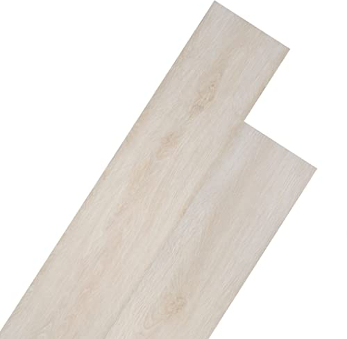 Hommdiy PVC Bodenbelag Selbstklebende Fliesen 36 Fliesen PVC-Laminat-Dielen 5.02 m² 2 mm Eiche Klassisch Weiß