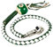 Fouet de moto en cuir de 91,4 cm avec balle, fouet de biker très résistant, accessoires de guidon pour moto (blanc et vert, 91,4 cm)