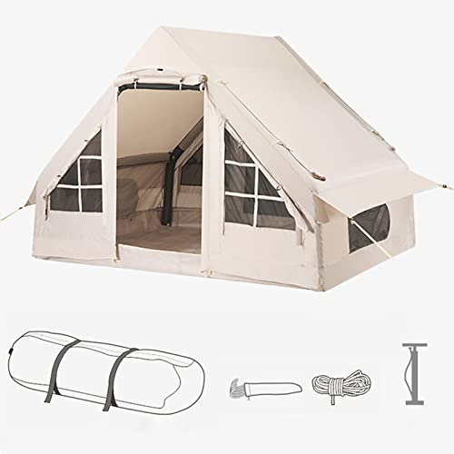 Großes aufblasbares Zelt für Camping, wasserdicht, für 4–6 Personen, Keine Notwendigkeit, Zeltstange in Sekunden aufgebaut, mit Luftpumpe und Tragetasche, Outdoor-Wandern, Bergsteigen