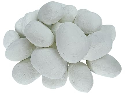 24 tronchi per camini a gas, ciottoli in ceramica, accessori per camino, tronchi in legno di ceramica per tronchi di gas, pozzo del fuoco propano (bianco)