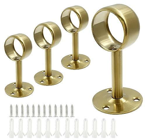 Biaungdo Lot de 4 supports de fixation plafond pour tringle à rideaux de 3,8 cm Doré
