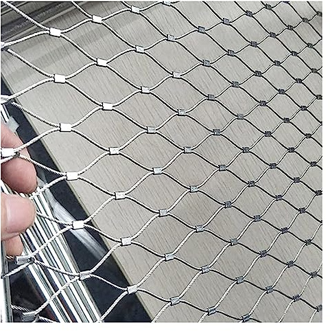 DTVEW Rollo de Malla de Alambre Galvanizado, Malla de Cuerda de Acero Inoxidable Flexible, Diámetro del Cable de 2,5mm, Valla de Barrera para Aves de Corral(3.3x26.2ft/1x8m)