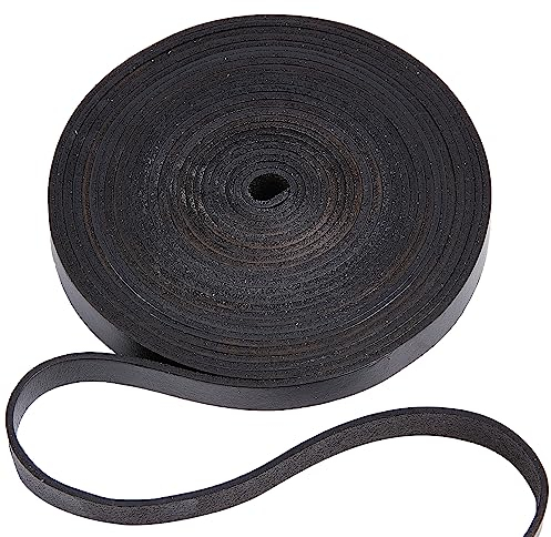 GORGECRAFT 5m x 12mm Echtlederstreifen Flaches Lederband 2mm Dick Schwarzes Rindslederband Schnurseil Für Armbänder Halsketten Gürtel Haustierhalsbänder Anhänger Schmuckherstellung Flechten Basteln