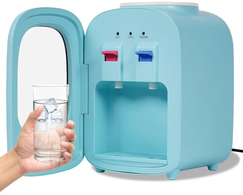Mini Wasserspender 2 in 1 Mini Kalt- und Warmwasserspender mit Tür Mini Desktop Wasserspender für Büro/Schlafsaal/Wohnung/Wohnzimmer 22.5×25×33CM 625W