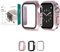 KAAOH 2 Stück Kratzfestes Schutzhülle für Apple Watch Series 7/8/9 Rundum Display Schutz, HD Glas Schutz Case (Pink 41 mm)
