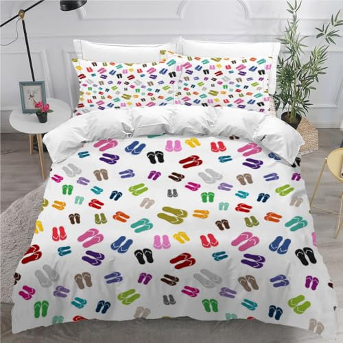 ViriVi Bettwäsche 220x240 3 teilig Cartoon-Tiere Bettwäsche 3D Bettbezug Set Hausschuhe Mikrofaser Bettwäsche-Set-1 x Bettbezug 220x240cm mit verdecktem Reißverschluss + 2 x Kissenbezug 80x80cm