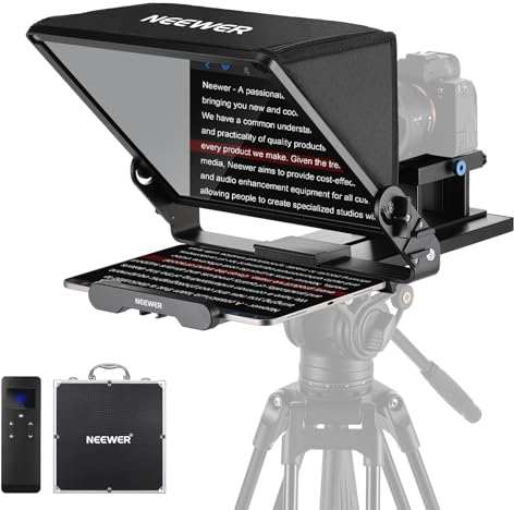 NEEWER Teleprompter X14 III mit RT113 Fern/App Steuerung, 45° Tilt 14 Strahlteiler Metallrahmen Kamera Mount QR Platte Kompatibel mit 501PL kompatibel mit iPhone iPad DSLR kein Aufbau