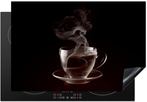 KitchenYeah© Protège Plaque Induction 78x52 cm Deco Cuisine Accessoire Pratique Protection De Vitroceramique Kitchen Gadget Tasse - Thé - Noir - Blanc