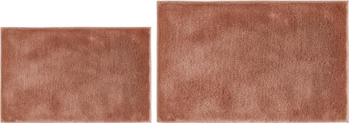 andiamo Badematte rutschfest Florida - Badezimmerteppich weich und flauschig - Badteppich rutschfest waschbar Duschvorleger Badvorleger für Badezimmer 2er Set 40 x 60 cm + 50 x 80 cm rostrot