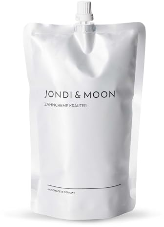 JONDI&MOON Zahncreme Kräuter - Nachfüllbare Zahnpasta mit Fluorid - 250ml Nachfüllbeutel - Natürliche Inhaltsstoffe - Vegan - Naturkosmetik