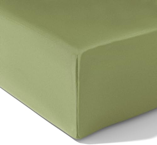 wyewye Double Fitted Sheet, Light Green, 135x190 cm with 40 cm Super Deep Pocket, Microfiber Fabric Bed Fitted Sheets, Breathable, Wrinkle-resistant, Non-shrinking, Non-fading