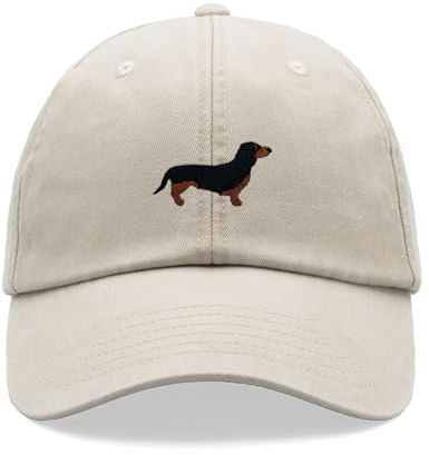 Baseballkappe mit Dackel-Wurst, Vintage, gewaschen, Unisex, verstellbar, stone, Einheitsgröße