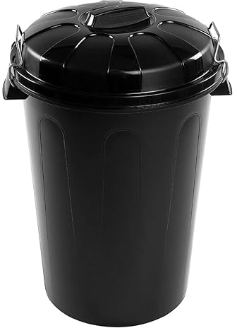 COSHANO Cubo de Basura con asa metálica 100L Litros Para exterior e interior almacenaje de agua - Fabricado en plástico Resistente. Ideal para el hogar, trabajo, hostelería, etc (Negro)