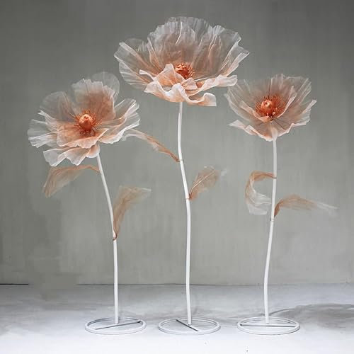 Bubinblau Champagne,B, Decorazione Floreale Enorme in Seta Artificiale da 170 cm/5,6 Piedi, Fiori di Rosa Giganti, Grandi Fiori Finti con Base in Metallo, Decorazioni per Feste di Matrimonio