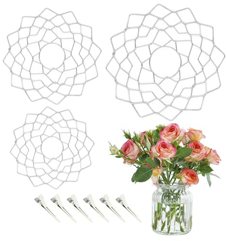 Blumenretter Stielhalter Blumen,3 StüCk Blumen Kenzan Steckigel Ikebana Blumenhalter Stielhalter Blumengitter FüR Vasen,Blumenhalter mit 6 Entenschnabelklammern,Diy Blumenarrangements Blumenfrosch