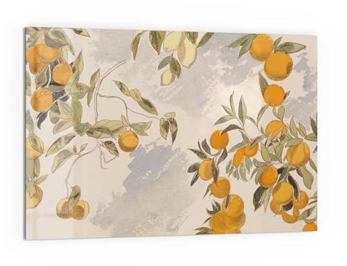 DEQORI Küchenrückwand Glas | Motiv Orangenpracht | 60x40 cm cm | Bad- oder Herd-Rückwand | Herdblende Spritzschutz für Küche & Badezimmer | moderne Deko für Fliesenspiegel