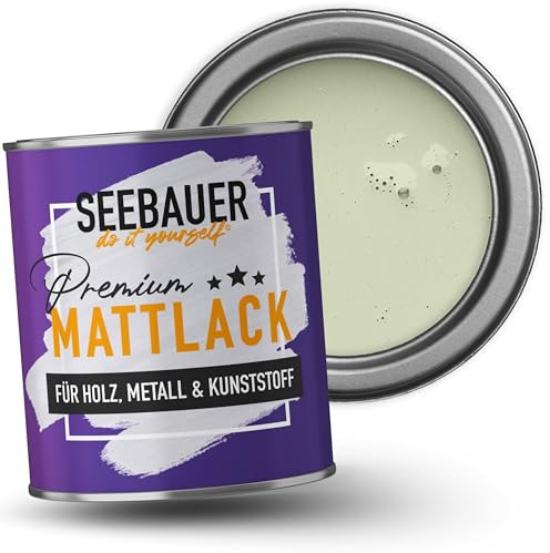 SEEBAUER diy Mattlack Hellgrün 750ml für Innen & Außen (No. 716 Mystic Bamboo) Möbelfarbe ohne Schleifen - Hybrid-Lack für Holz, Metall, Kunststoff - Holzlack, Möbellack hohe Deckkraft
