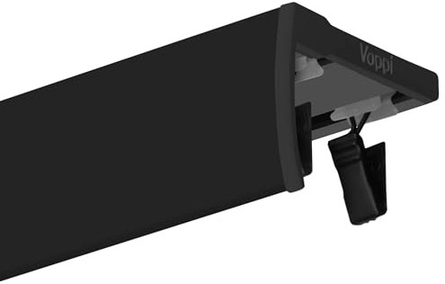 Voppi Deckenschiene doppelt Small mit Abdeckblende 520cm lang aus Aluminium schwarz modern Fröschenset elegant für jedes Fenster