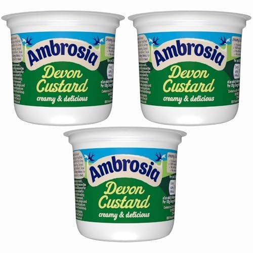 Ambrosia Devon Creamy Custard Pot 150g x 3, Instant Ready to Eat Hot or Cold Dairy Dessert, Pudding Topping with Welari Thank You Card | (3pack)