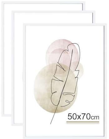 kennethan Bilderrahmen 50x70 Weiß Holz Fotorahmen 3er Set Holzrrahmen Puzzlerahmen zum aufhängen und aufstellen Benutzt für Wohnzimmer, Schlafzimmer, Arbeitszimmer