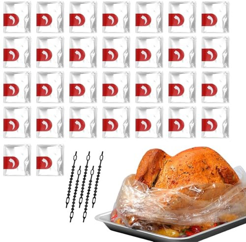 Pack of 30 Roasting Bags for Oven, 25 x 38cm Cooking Bags for Chicken Meat Fish, Multi Purpose Turkey Oven Roasting Bag