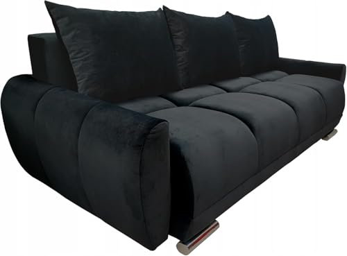 Eays4You Roast Premium Sofa-Set Schwarz – 3-Sitzer & 2-Sitzer Couch, Modernes Design, Hochwertiger Samtstoff, Komfortable Polsterung