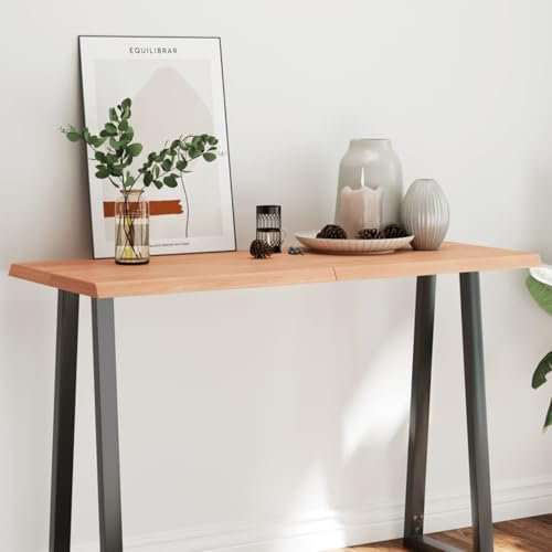 Fasba Tischplatte 120x50x(2-4) cm Massivholz Behandelt Baumkante, Ersatztischplatte Platte für Esstisch Couchtisch Gartentisch/ 363958