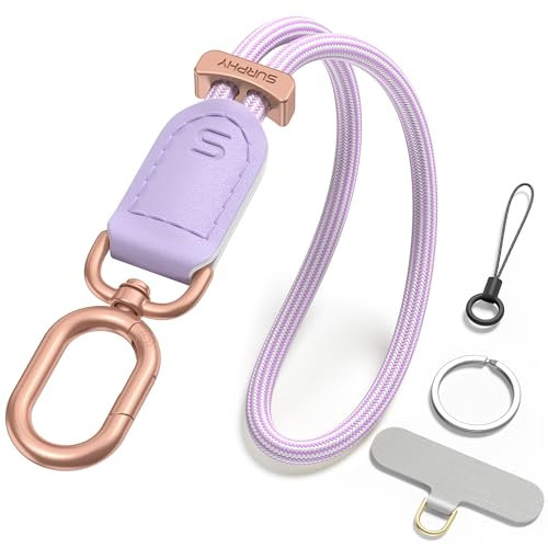 SURPHY Cordon Telephone Portable Multifonctionnelle à la Mode, Lanière de Poignet Réglable Solide et Durable, Dragonne de Lanière pour les Clés, les Ecouteurs et plus, Violet