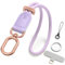 SURPHY Cordino per Cellulare Universale in PU, Cinturino da Polso Bicolore in Nylon e Pelle, Design Alla Moda con Fibbia Metallica, Compatibile con Tutti gli Smartphone (Viola)