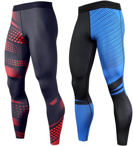 OEBLD Compression Pants Men UV Blocking Running Tights 1 or 2 Pack Gym Yoga Leggings for Athletic Workout