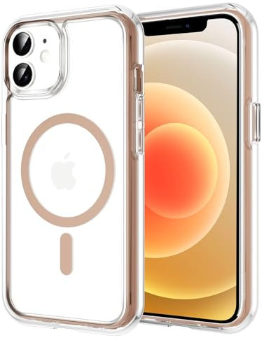 Buoluoioir Cover Magnetica per iPhone 12/iPhone 12 Pro 6.1,Compatibile con Magsafe,Sottile Trasparente Morbido Silicone TPU + Hard PC Custodia Antiurto Anti-Graffio Protettiva Cover,Marrone