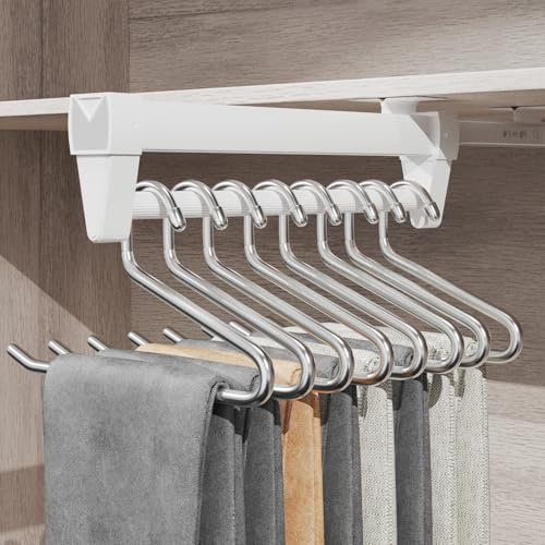 Ausziehbare Kleiderstange,Kleiderstange Ausziehbar 26 CM-61CM,Einfache Installation,GeräUscharme Schienen,Platzsparend,für KleiderschräNke zur Organisation von Kleidung und Hosen (31CM)