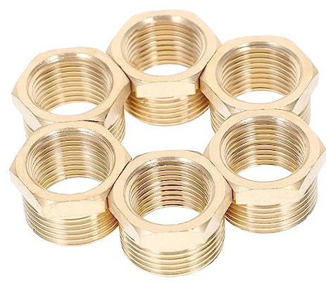 Toyvian 6 Stück Messingbeschläge Rohr Adapter verbinden Schlauchanschluss 3/4 auf 1/2 Reduzierstück aus Messing Schnellkupplung für Gartenschläuche Schlauchanpassung Golden