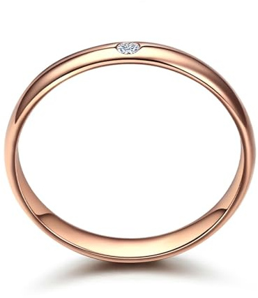 Stfery Ring 18K Rosegold Au750 Damen, Trauringe mit Diamant, Ringe Echtgold Schmuck, Gr.63 (20.1)