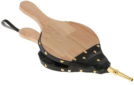 Generisch Holz Blasebalg – Kamin Blasebalg Mit Starker Luftzufuhr | Handblasebalg Mit Metall Düse Und Lederbesatz | Perfekt Für Kamin, Grill Und