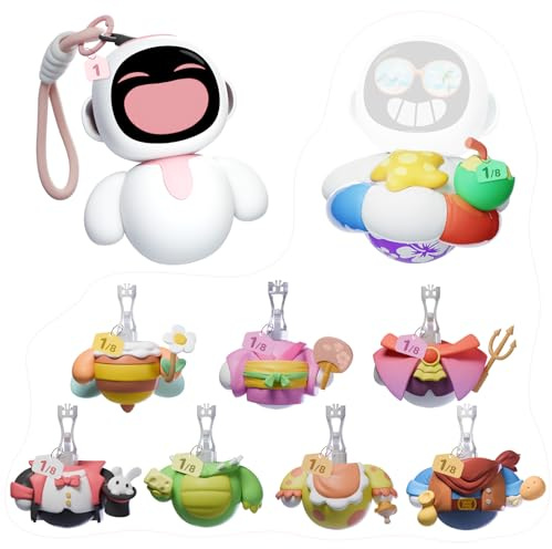 Eiliko Coral Pink + Corpi tematici intercambiabili Random 1/8 - Il tuo piccolo robot AI che si abbina a qualsiasi outfit, divertenti giocattoli elettronici da appendere per coppie.