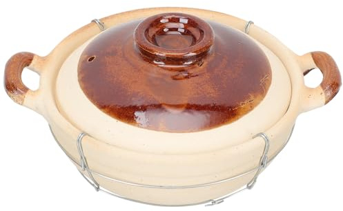 GATHINESS Pentola di Coccio Doppia Maniglia da 0,5l per Cottura Lenta, Facile da Pulire, per Cucinare Riso e Piatti Tradizionali in Casa