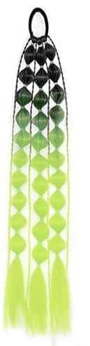 Extensions De Cheveux Queue De Cheval Tressées À Bulles, Perruque Tressée Synthétique, Confortable Et Durable, Facile À Utiliser For Les Danses Les Mariages(Black+Neon Green)