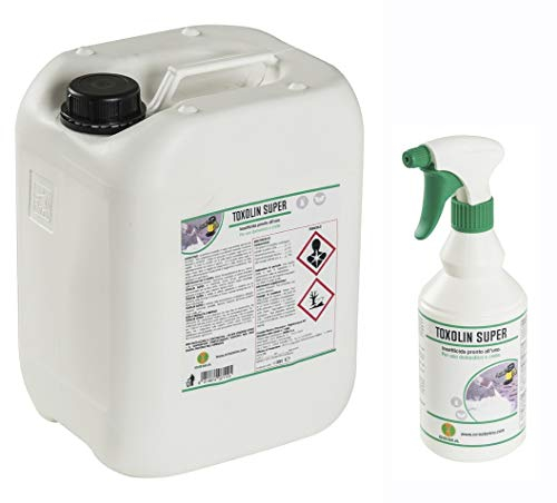 6x750 ml. TOXOLIN Super Insetticida Piretro Naturale e Tetrametrina elimina Insetti Volanti e Striscianti mosche zanzare tignole blatte formiche pulci acari della polvere zecche pesciolini d’Argento.