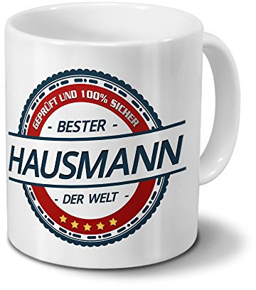 printplanet Tasse mit Beruf Hausmann - Motiv Berufe - Kaffeebecher, Mug, Becher, Kaffeetasse - Farbe Weiß