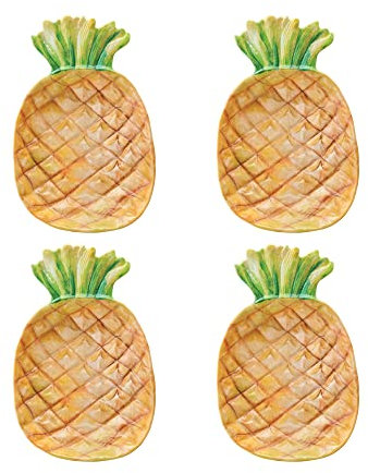 Tropical Breeze Melamine Pineapple 10 7/8 Plate Set of 4