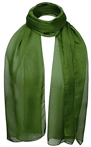 Basic Sense Chiffon-Schal, durchscheinend, weich, einfarbig, für Damen, sauber genäht, olivgrün, One size