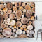 ABAKUHAUS Rustikal Duschvorhang, Holzscheite Eiche, Stoffliches Gewebe Badezimmerdekorationsset mit Haken, 175 x 200 cm, Pale Sand Brown
