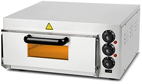VERTES Forno per pizza, elettrico 2000W, forno a pietra in acciaio inox con mattone refrattario, calore superiore e inferiore regolabile indipendentemente fino a 350°C, funzione timer, luce