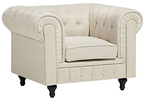 Beliani Klassicher Sessel Chesterfield Polsterbezug beige Chesterfield