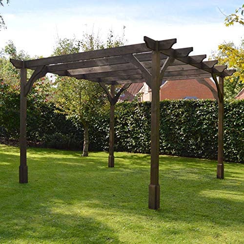 Rutland Country Garden Furniture - Premium Rustic Brown Wooden Pergola Kit - Transform Your Space with this Garden Pergola Canopy - Ideal Outdoor Pergola - Garden Pergola Kit (3.6m x 3.6m)