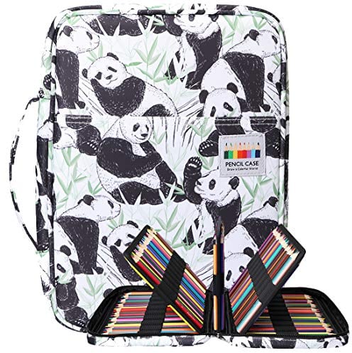 BOMKEE Federmäppchen mit 220 Fächern, Tragbar Buntstifte Organizer, Wasserdicht Bleistifte Halter Case für Studenten, Kinder, Erwachsene, Künstler(weißer Panda)