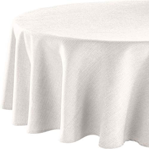 Erwin Müller Tischwäsche, Tischdecke Uni, Krefeld Creme Größe rund: 170 cm Ø - fleckabweisend, schmutzunempfindlich und leicht zu reinigen, Leinen-Optik (weitere Farben, Größen)
