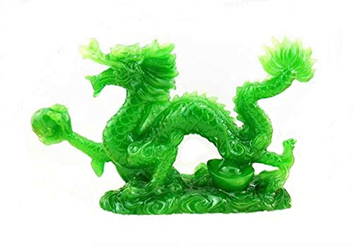 DMtse Chinesischer Feng Shui Drache Glücks-Jade-Figur für Glück und Erfolg, 10,2 cm lang