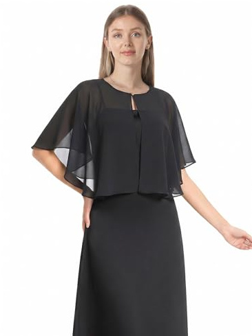 Chiffon Capelet Soft capes Shawls and Wraps for Evening Dress Wedding Cape 1920s shawl accessories for women flapper Cover Up
